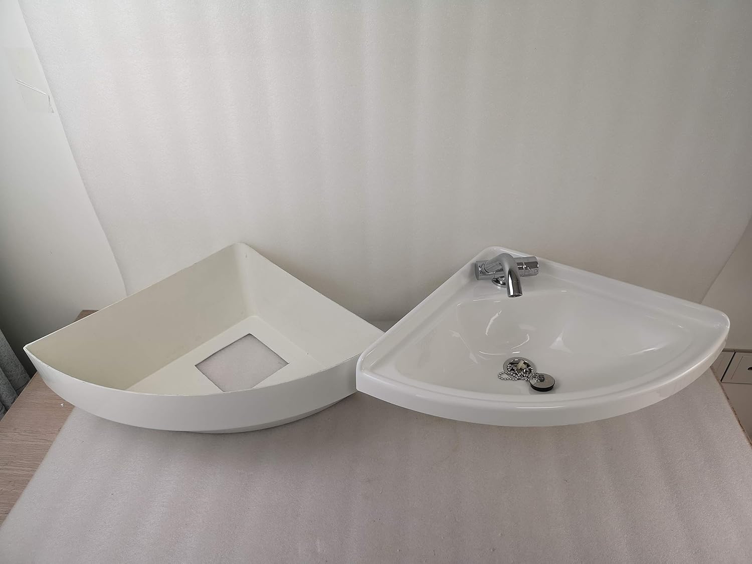 JZ Boat Caravan RV Camper White Acrylic Triangular Sink 380380180mm GR-Y003