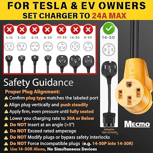 Miniatura 5 de MECMO Divisor de cargador de secadora a EV de 30 amperios de 4 clavijas para una nueva toma de secadora moderna (NEMA 14-30P a 14-50R y 14-30R), un