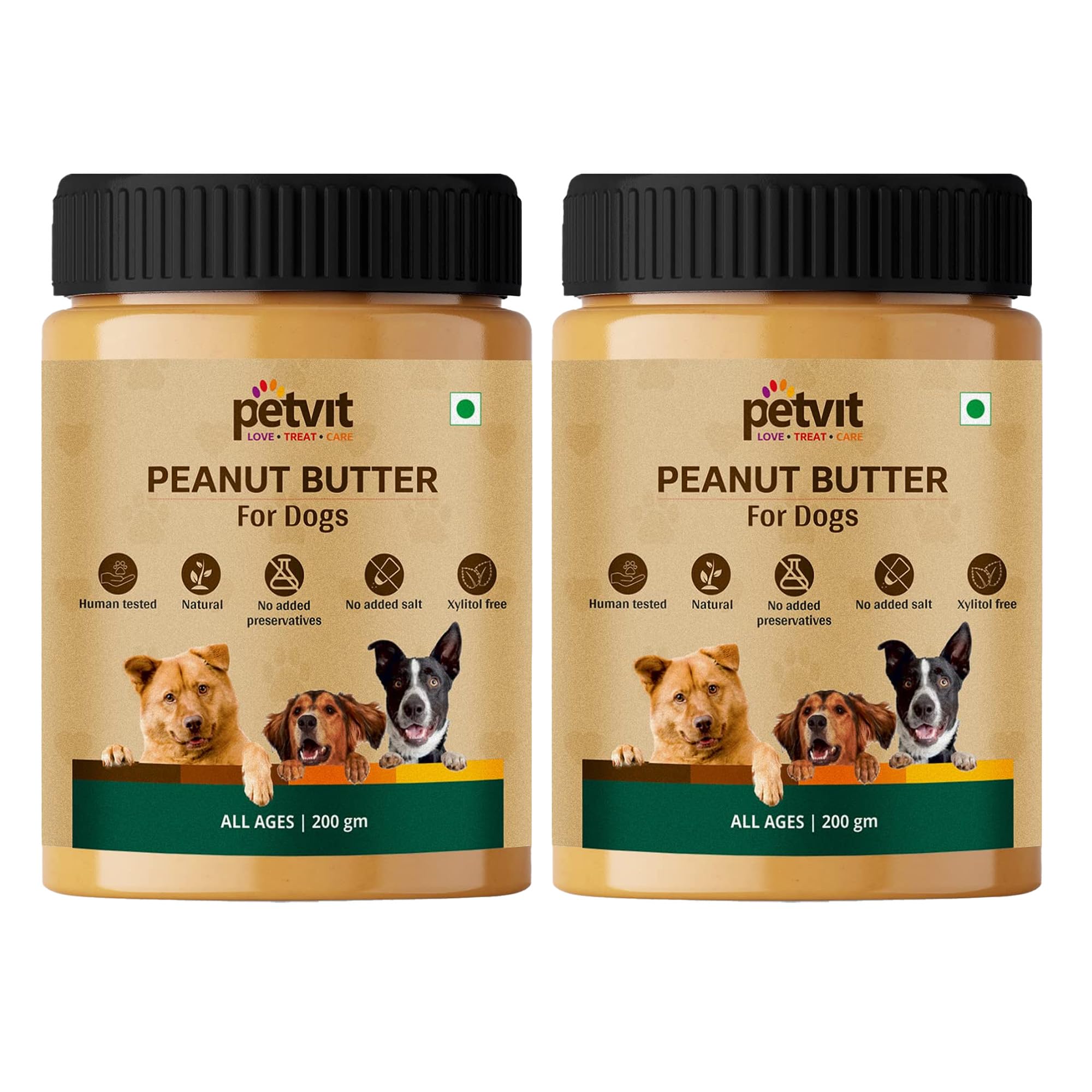 Petvit Peanut Butter for Dogs | Honey Infused Dog Peanut Butter | Protein Rich Dog Food | Xylitol-Free Dog Peanut Butter | Suitable for All Dog Breeds | 400 gm (Pack of 2)