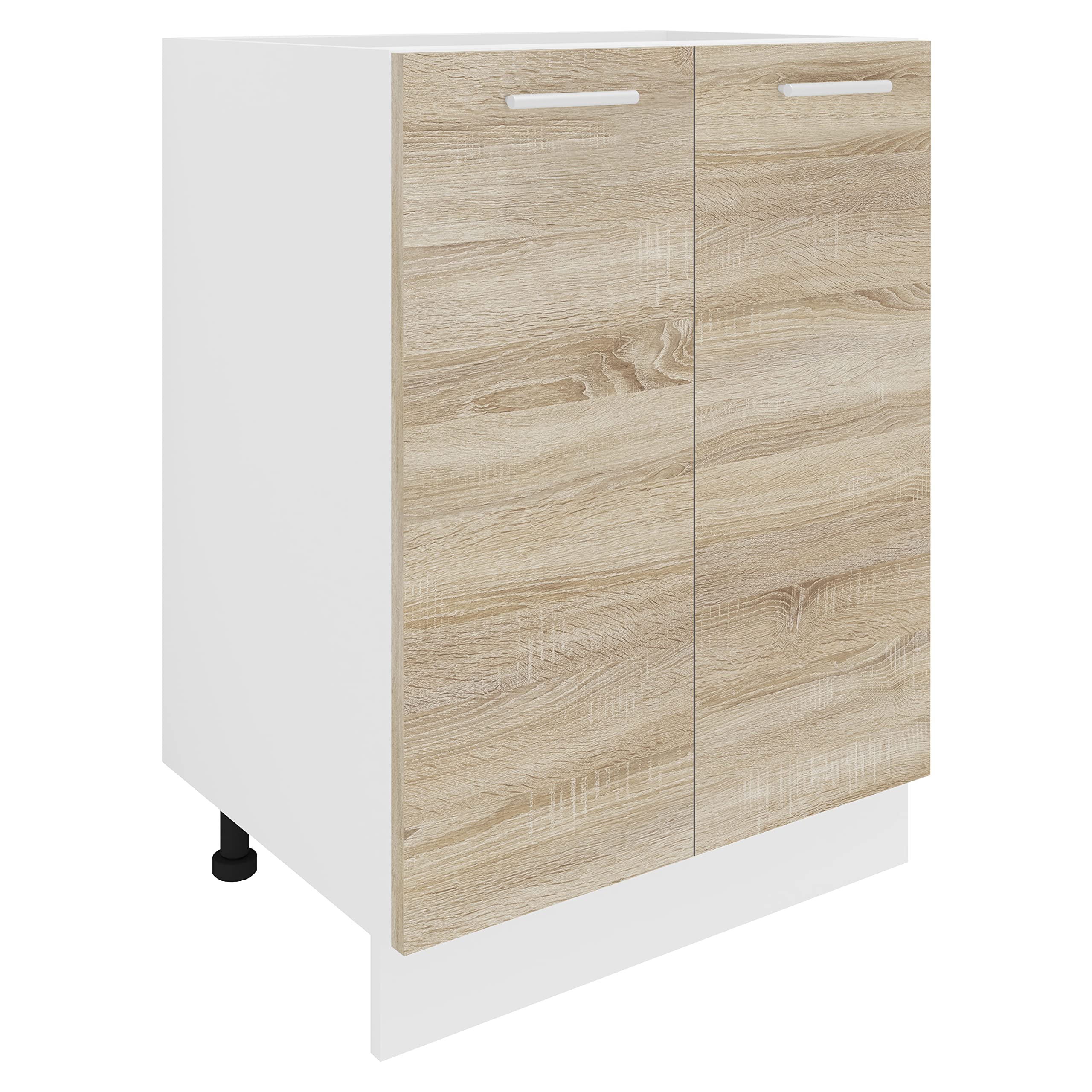 VCM Armoire de cuisine Largeur 60 cm Portes battantes Meuble bas de cuisine Esilo Armoire de cuisine Largeur 60 cm Portes battantes Meuble bas de cuisine Esilo Blanc/​Chêne Sonoma