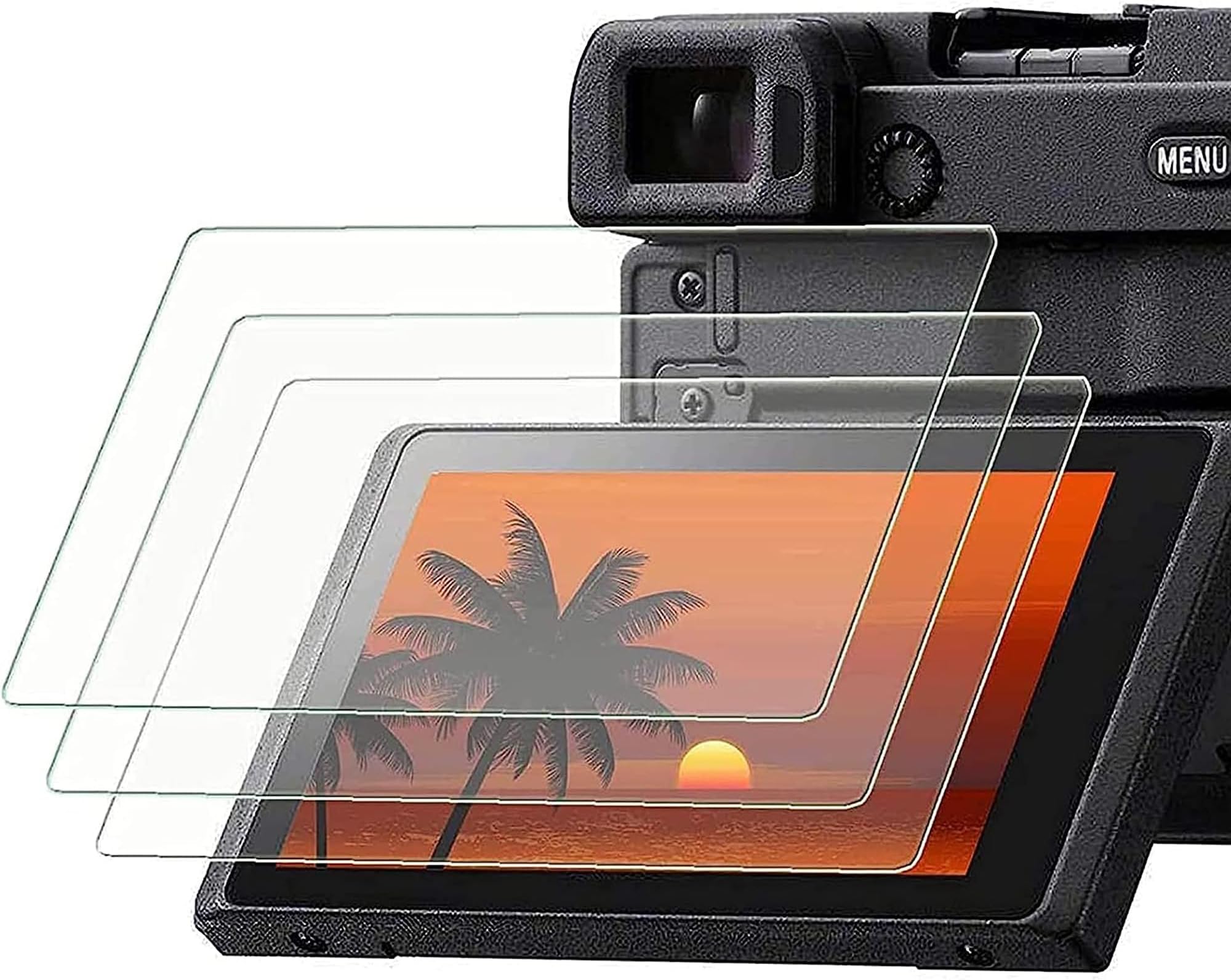 Screen Protector Compatible with Sony alpha A6600 A6100 A6400 A6000 A6300 A5000 Nex-7 NEX-6 NEX-5, [3 Pack] 0.3mm 9H Hardness Tempered Glass
