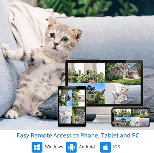 Miniatura 5 de Hiseeu Sistema de cámara de seguridad inalámbrica de 5MP con audio unidireccional, 500GB, 4 cámaras WiFi 5MP para exterioresinteriores, video HD,