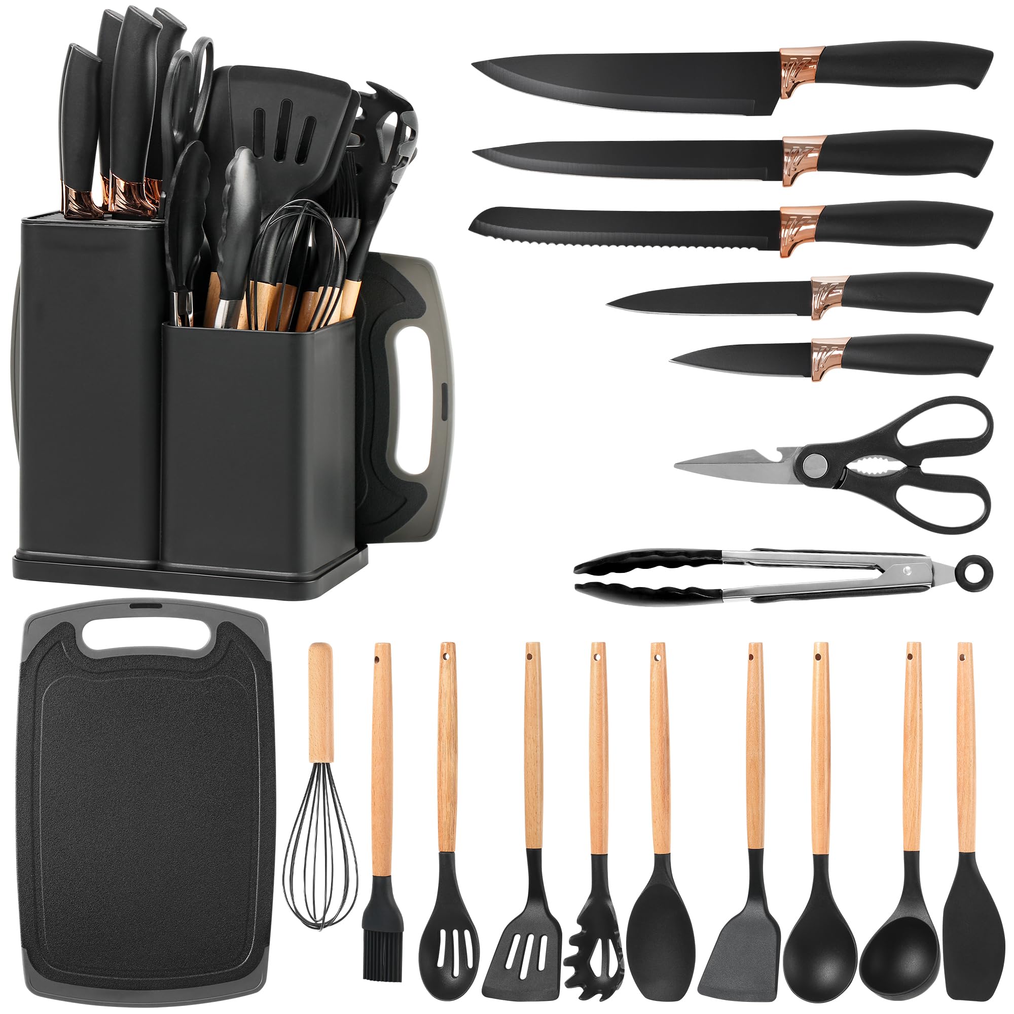 Vortix 19 Piezas Juego de Utensilios de Cocina de Silicona con Soporte