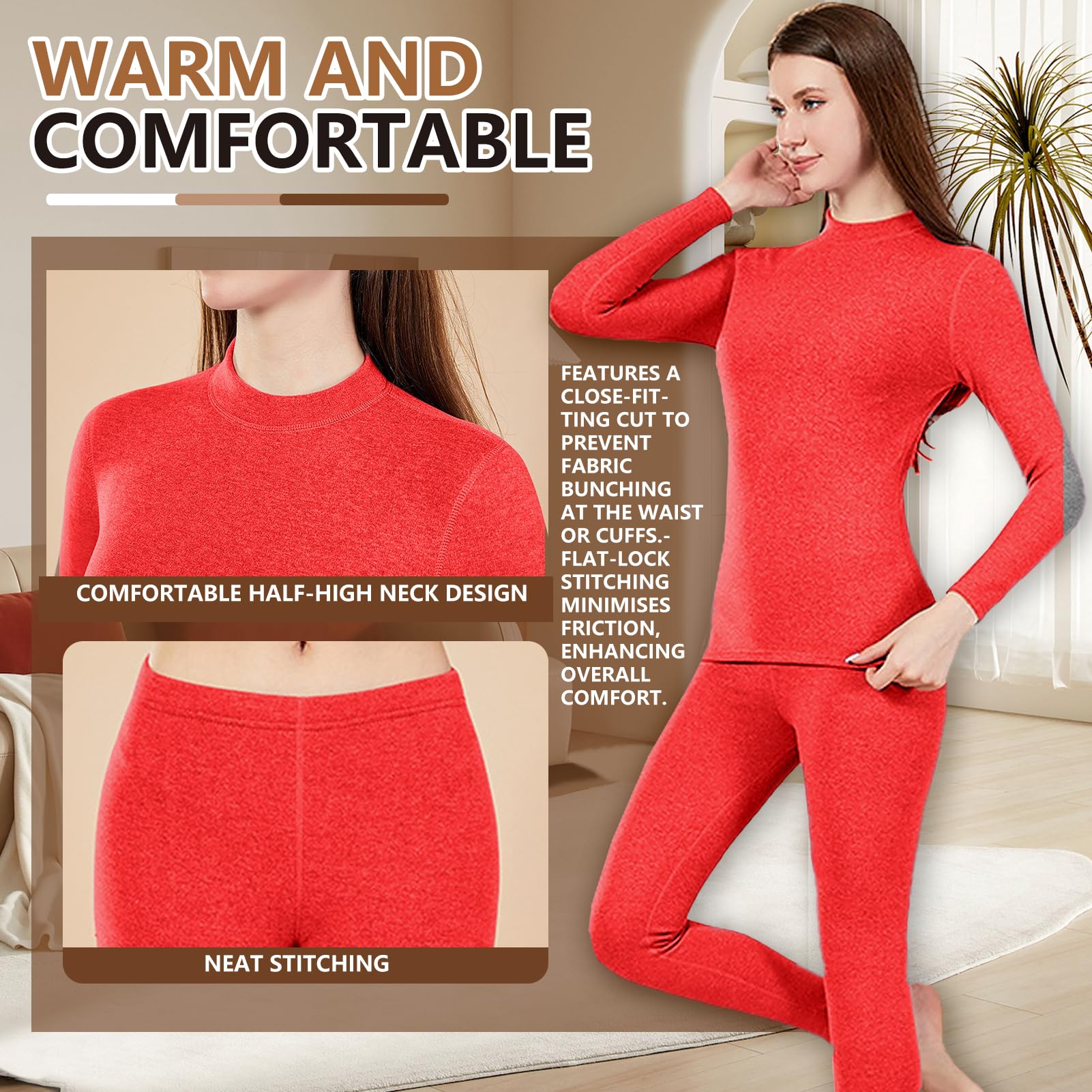 Donna Set Termico Intimo Completo, Biancheria Termica Funzionale per Sci e Invernale, Maglia a Lunga Manica & Pantaloni Base Traspirante