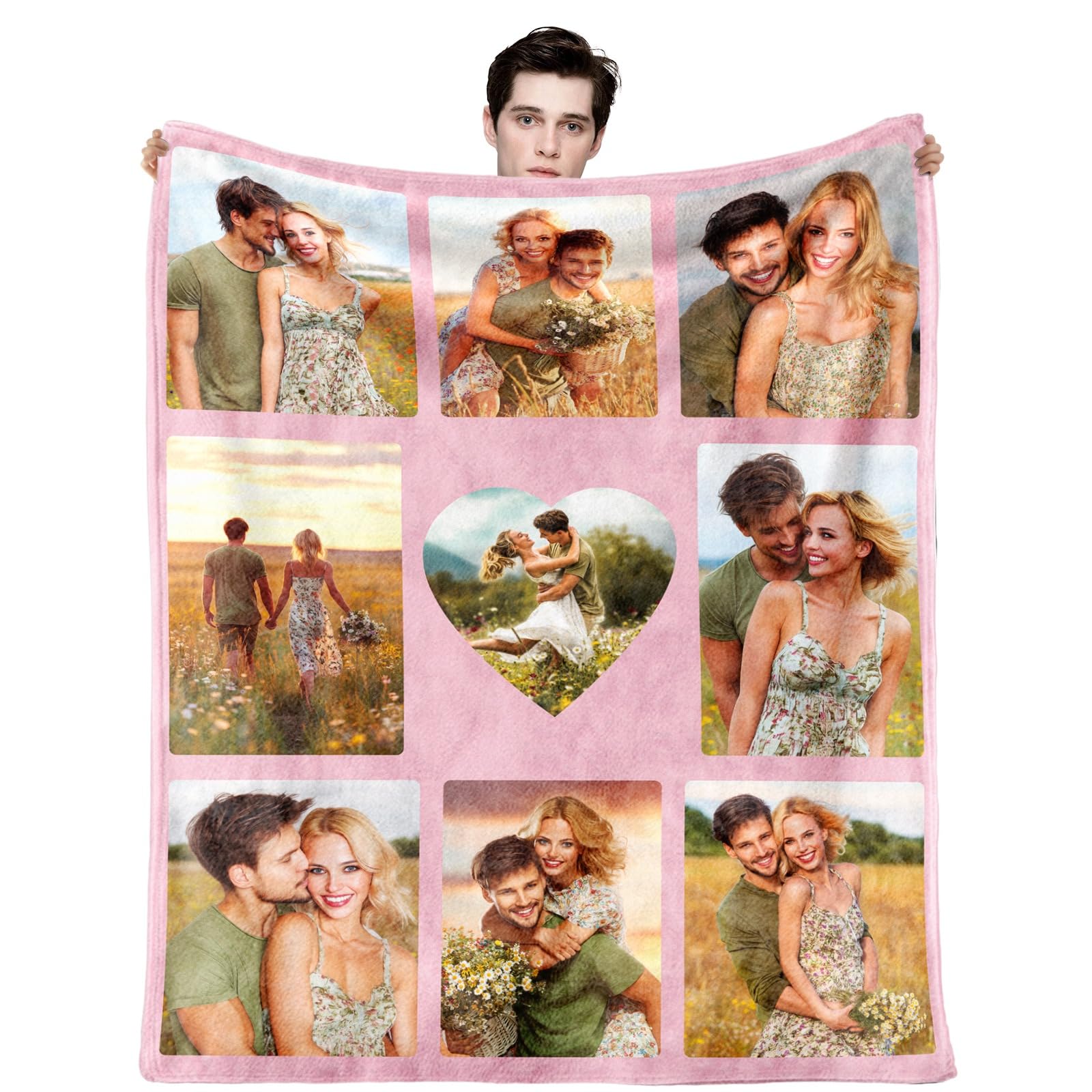 Sleeleece Personalised Photo Blanket,Personalised Blanket with Photo and Text,personalised Gifts For Women Men Him Her,Custom blankets,Customised blankets,Birthdays Valentine — image 1
