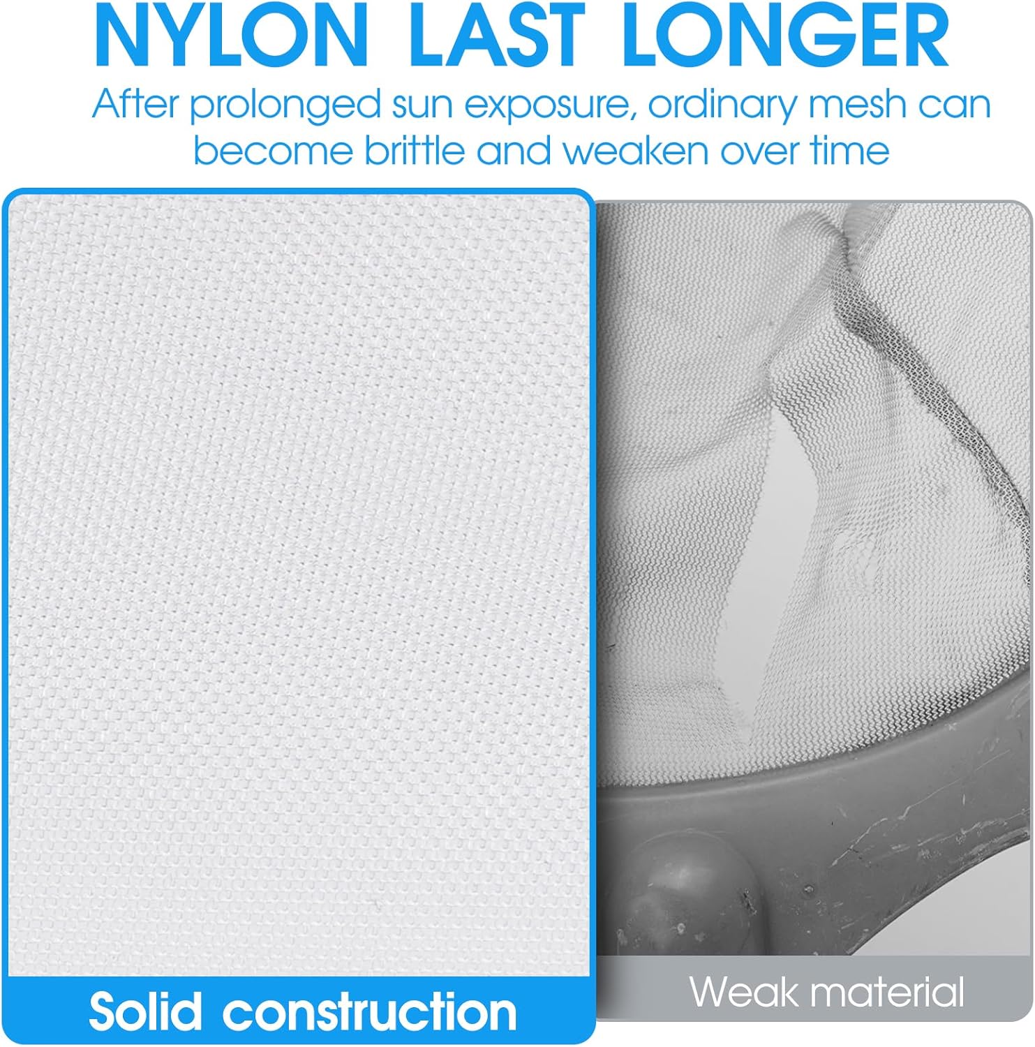 TidyMister 17.5'' Ultra Fine Mesh Pool Skimmer Net Rake for Sand Silt Pollen Debris - Super Extra Fine Nylon Cleaning Pool Net for Above Ground & In-ground Swimming Pools