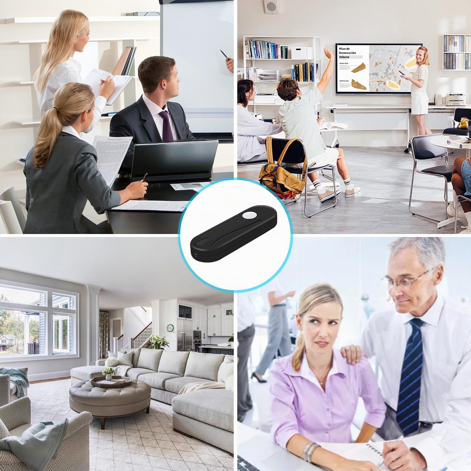 Cámara Oculta 1080P Mini Cámara Espía Memoria USB | 2H Microcámara Vigilancia, Grabación en Bucle, para Reuniones y Actividades al Aire Libre