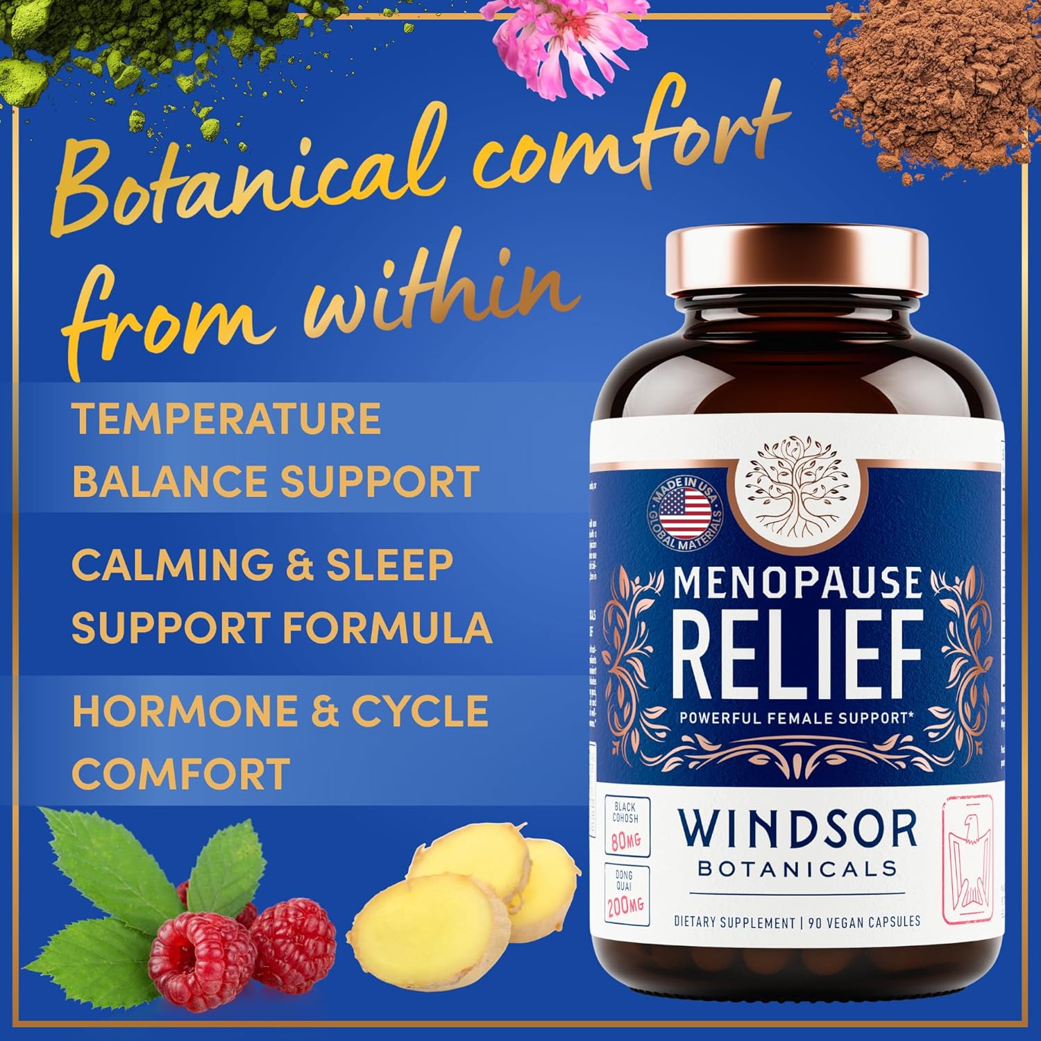 Menopause Supplements for Women - 5-HTP, Dong Quai, Black Cohosh for Menopause Hot Flashes, Night Sweats Relief Support - Womens Pre Meno Premenopausal Perimenopause Supplement - 90 Caps - Image 2