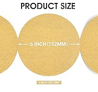 Vista 5 de Papel de lija PSA dorado de 6 pulgadas, 100 unidades de discos de lija de grano 220, rollo de papel de lija autoadhesivo con parte trasera adhesiva
