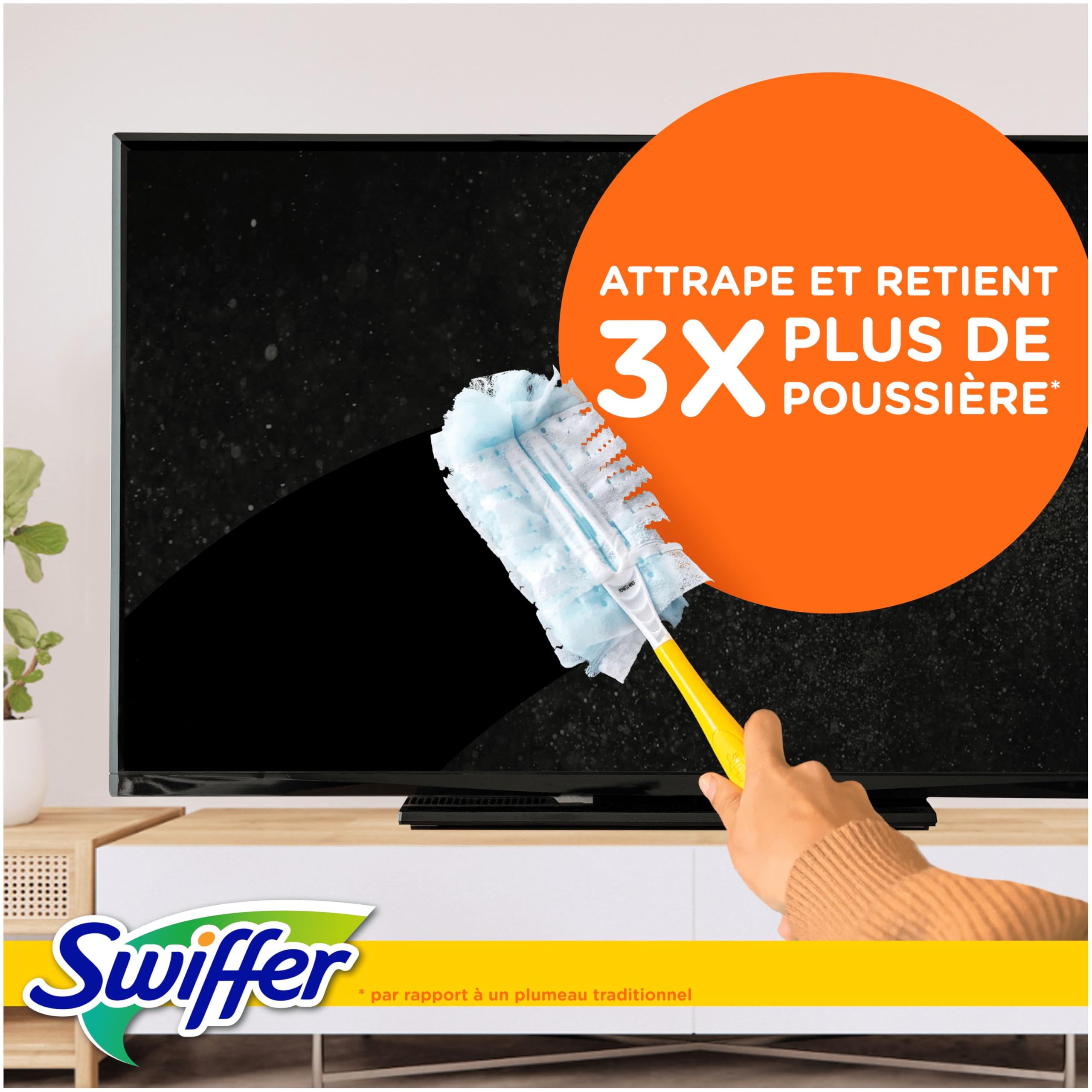 Swiffer Duster Plumeau Kit de Démarrage 1 Manche 13 Recharges Capture Poussière Poils Allergènes