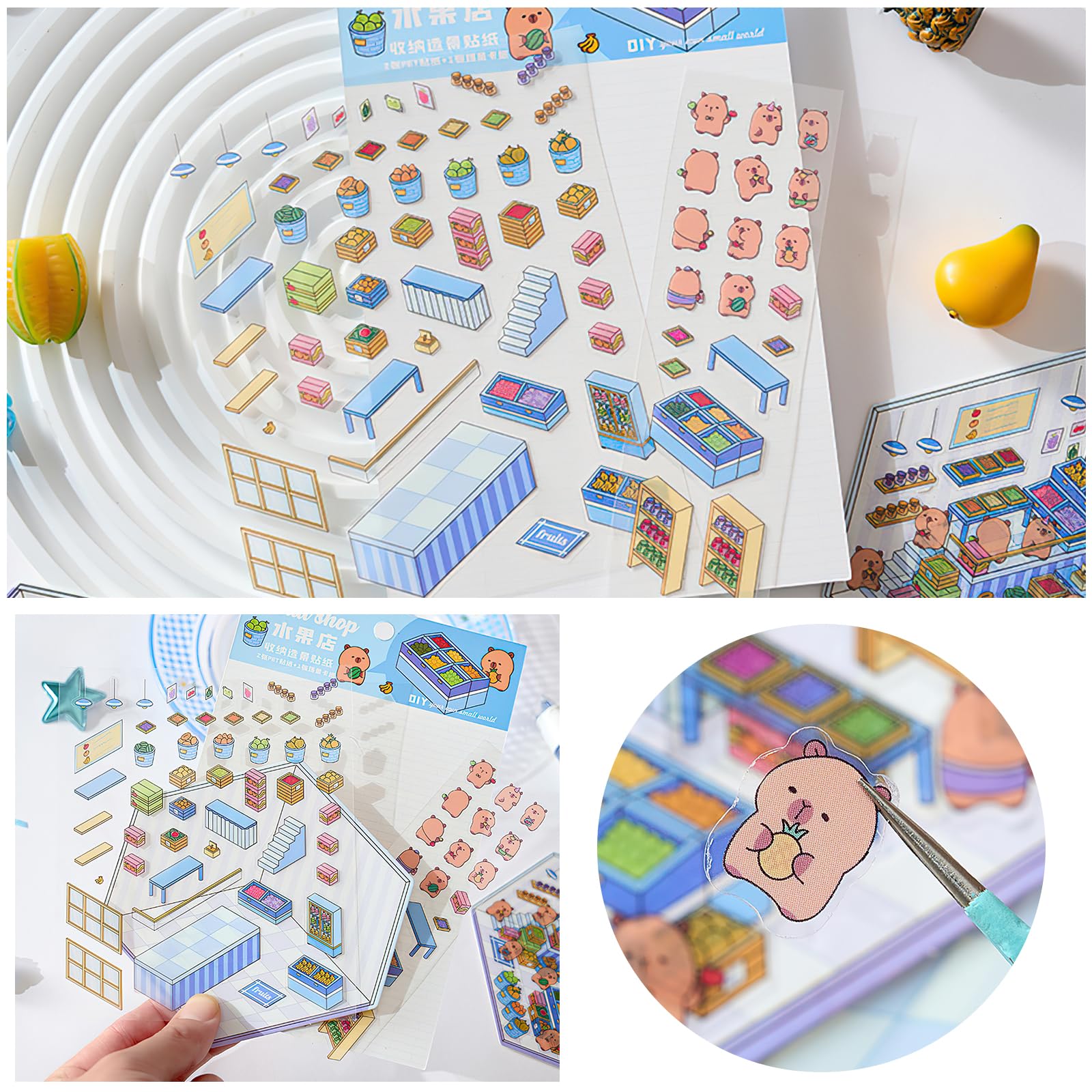 2 Libros De Calcomanías 3D De Gran Tamaño Con 12 Calcomanías De Escena 3D, Calcomanías De Terapia De Escena En Miniatura Para Aliviar El Estrés Y Pasar El Tiempo (10.6 X