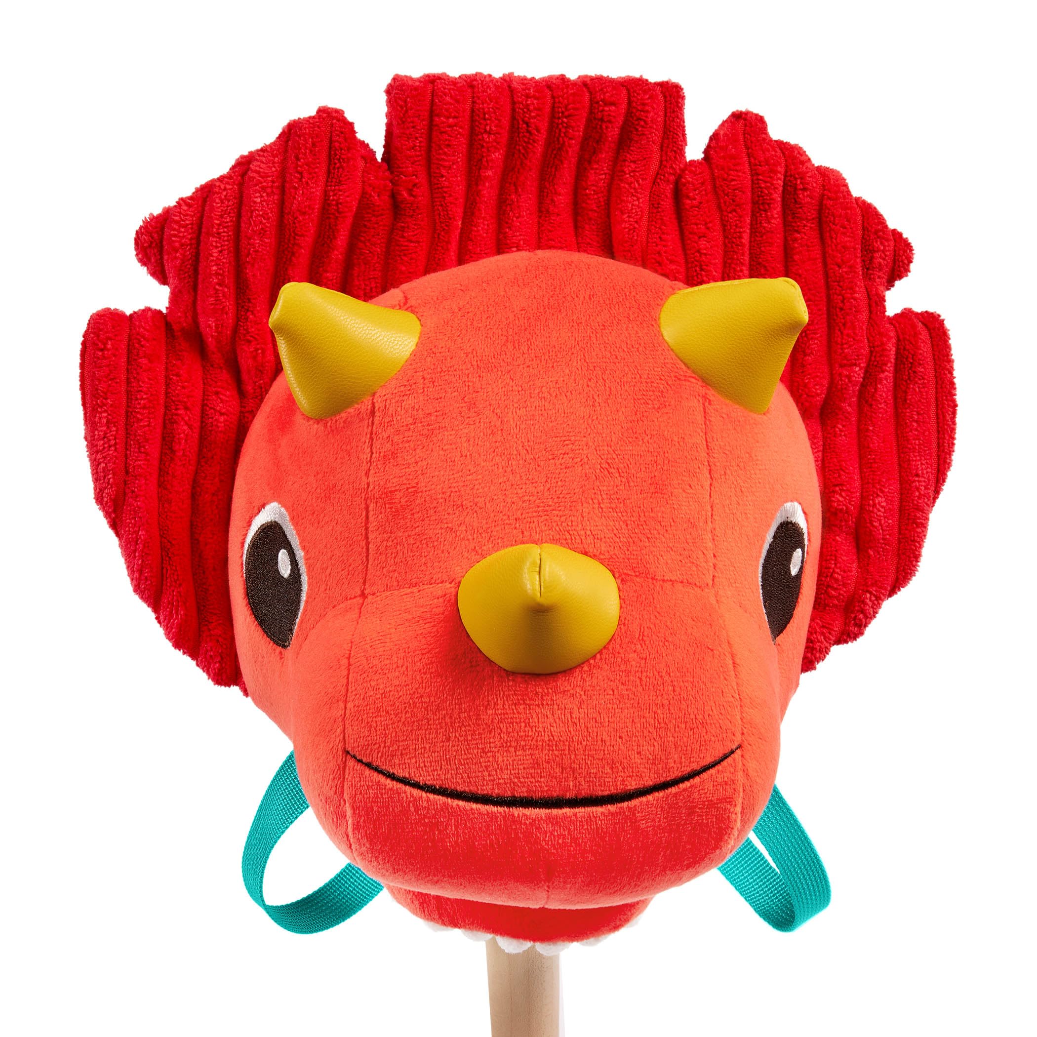 B. Toys - Hop 'n' Ride - Tommy Triceratopo - Cavallo Dinosauro Hobby - Cavallo di Peluche - Palo di Legno e Texture sensoriali - Suoni realistici - 2 Anni +