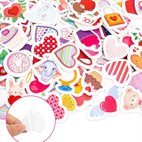 Ceiba Tree 400Pcs Valentine's Day Foam Stickers Assorted Heart Animal