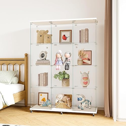 Miniatura 45 de Curio - Vitrina de cristal para coleccionables, con 4 estantes de exhibición, 64.2 pies de alto x 16.9 pulgadas de largo x 14.6 pulgadas de ancho,