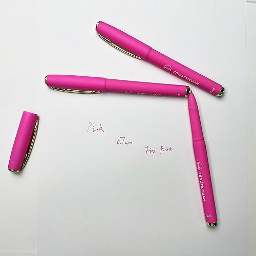 Miniatura 9 de Fengtaiyuan Pin18 - Bolígrafos de tinta de gel rosa, cómodo agarre antideslizante, tinta rosa, 0.028 in, punta fina, tinta de secado rápido, caja de