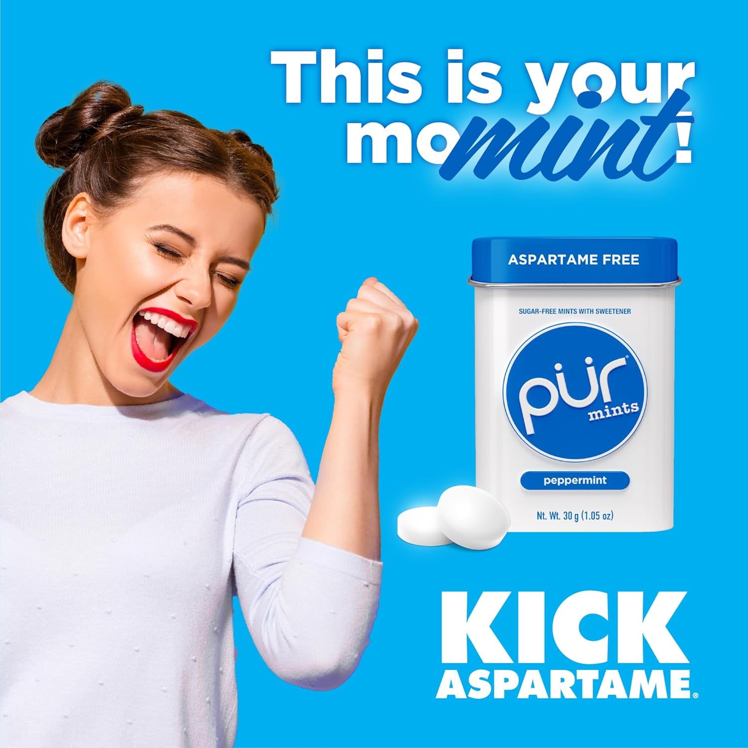 PUR Mentas Mentas sin aspartamo Hecho con xilitol Sin azúcar, vegano, sin gluten y apto para