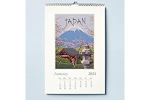 2024 Wall Calendar, Travel Destinations Poster Design - Large, Vintage Travel Posters Wall Calendar
