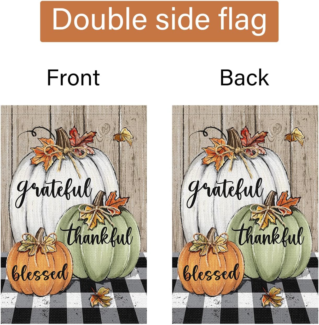 Louise Maelys Thanksgiving Fall Garden Flag 12x18 Inch Grateful Thankful Blessed Double Sided Welcome Small Burlap Autumn Holiday Yard Sign Outside Outdoor House Decoration - Image 6