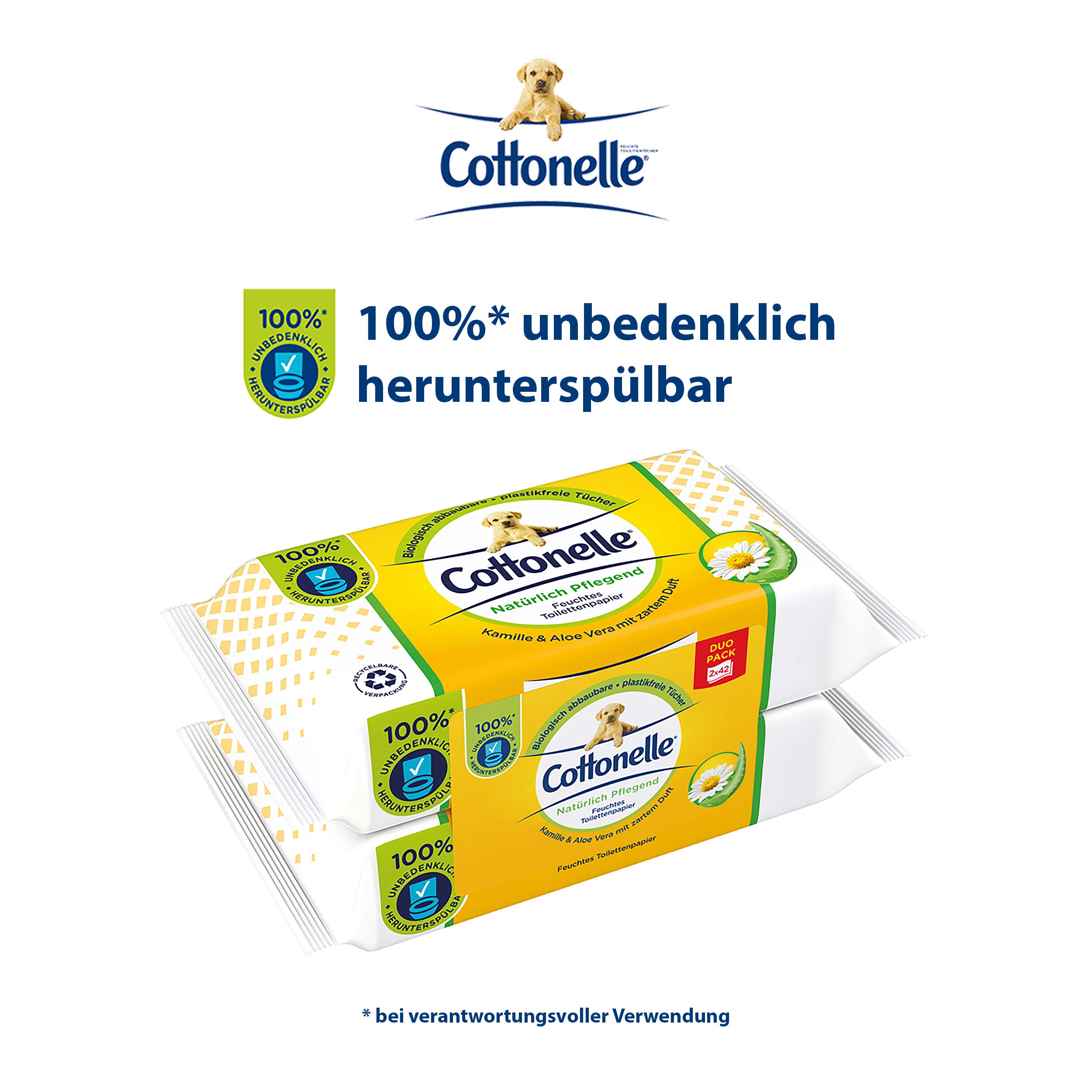 Cottonelle Feuchtes Toilettenpapier, Natürlich Pflegend, 6 x Duo-Pack mit je 84 Tücher (12 Pack insgesamt)