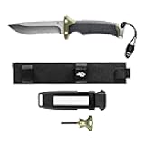 Gerber Gear Ultimate Survival Knife, Fixed Blade Knife with Combo Edge, includes Fire Starter Edge and Ferro Rod, Whistle, Sheath with Integrated Sharpener - Bushcraft, Hunting and Camping Tool