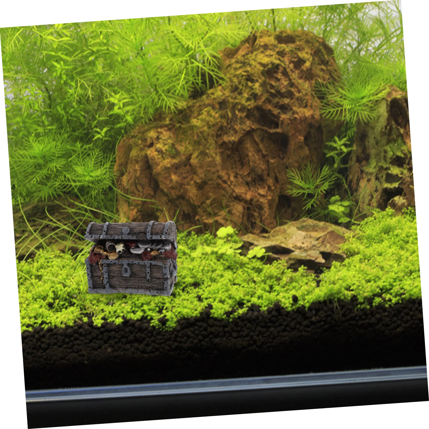 Sosoport 4 Stück Schatzkiste Aquarium Landschaftsbau Aquariumdekor Futterspender Luft Kunstharz Dekoration Aquarium Zubehör Schatztruhe dekorative Schatzkiste Harz und Kunststoff