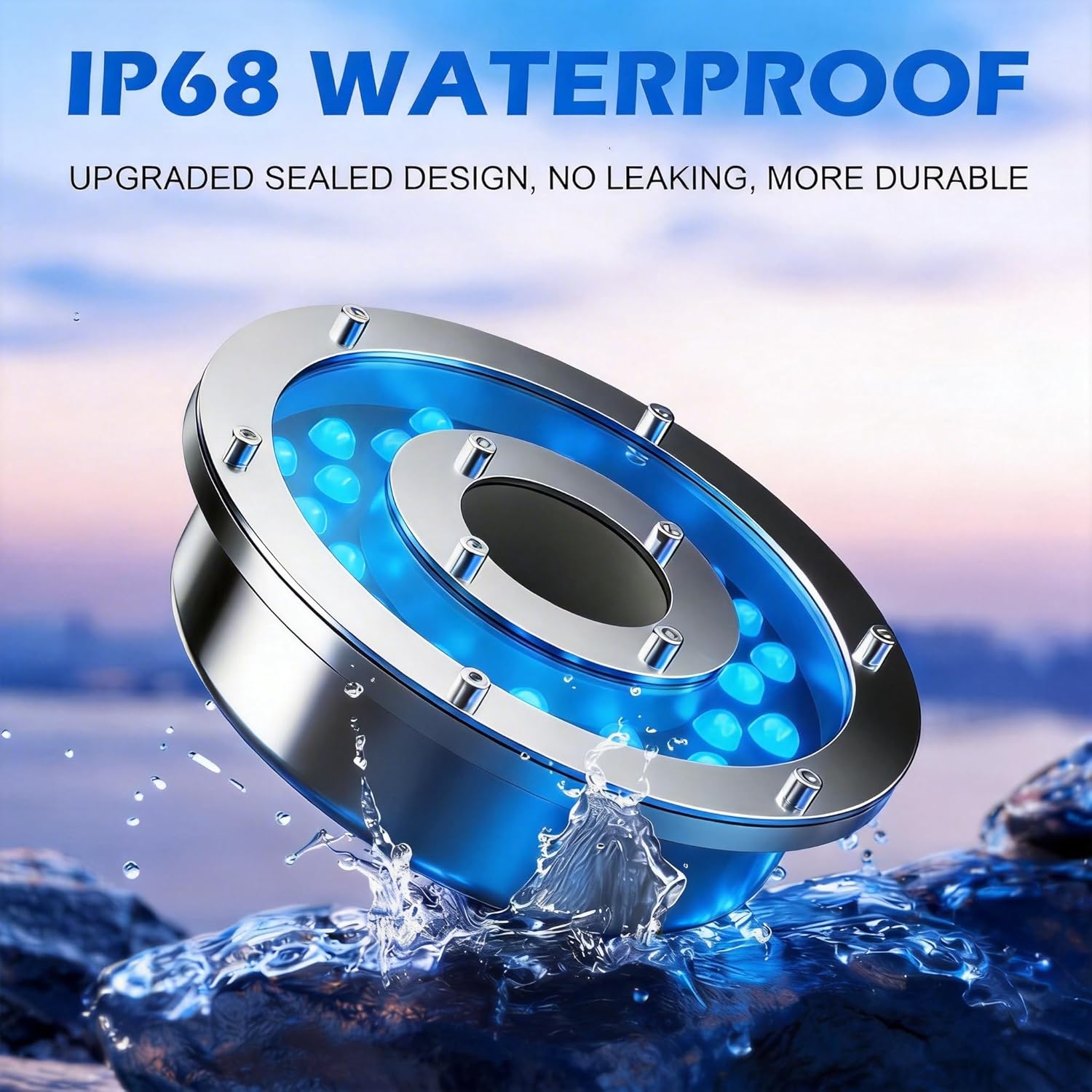 1HP 15000 GPH Floating Pond Aerator Pump with RGB LED Color Lights – 750W Energy-Efficient Aerating Fountain for Ponds & Lakes, Includes 100ft Cord & Controller