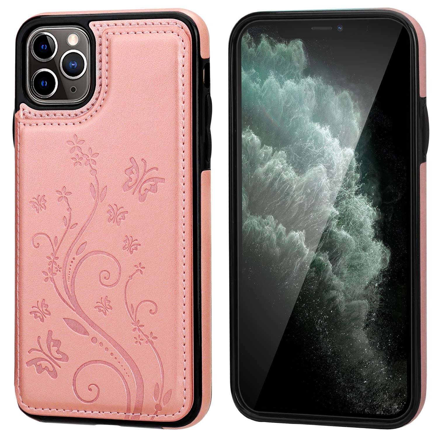 Vaburs Flip-Hülle Für IPhone 16 Pro Max Mit Kartenfächern & Magnet – Schmetterlingsmuster, PU-Leder, Stoßfest