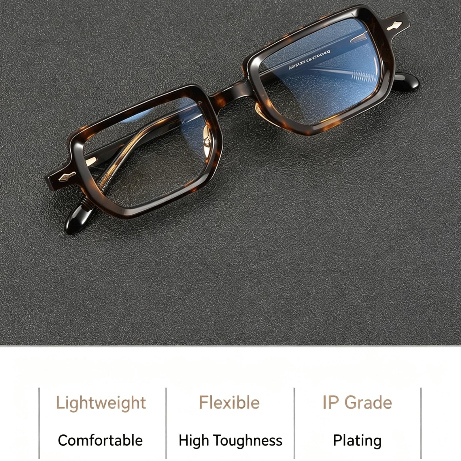 Acetat-Brillenfassungen, quadratische Brillen for den Computer | Vollrand-Brille ohne Sehstärke, AC-Linse, Lesebrille, bequeme Passform, Unisex(Grey)