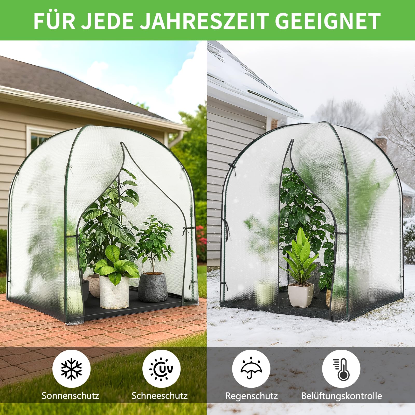 Überwinterungszelt für Pflanzen,Gewächshaus Klein,Foliengewächshaus1.5x1.9m