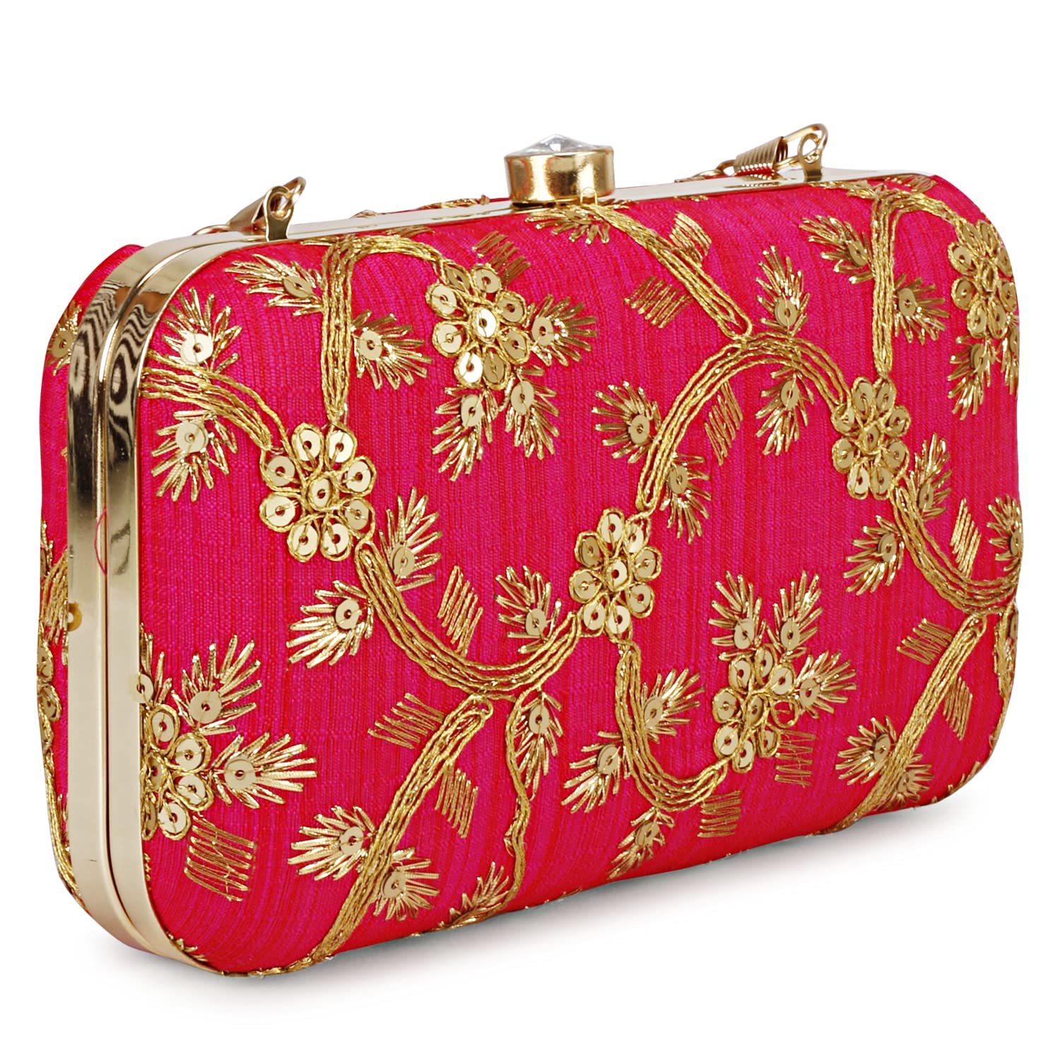 LONGING TO BUY Hand Crafted Designer Box Clutch - Zari Embroidery For Women