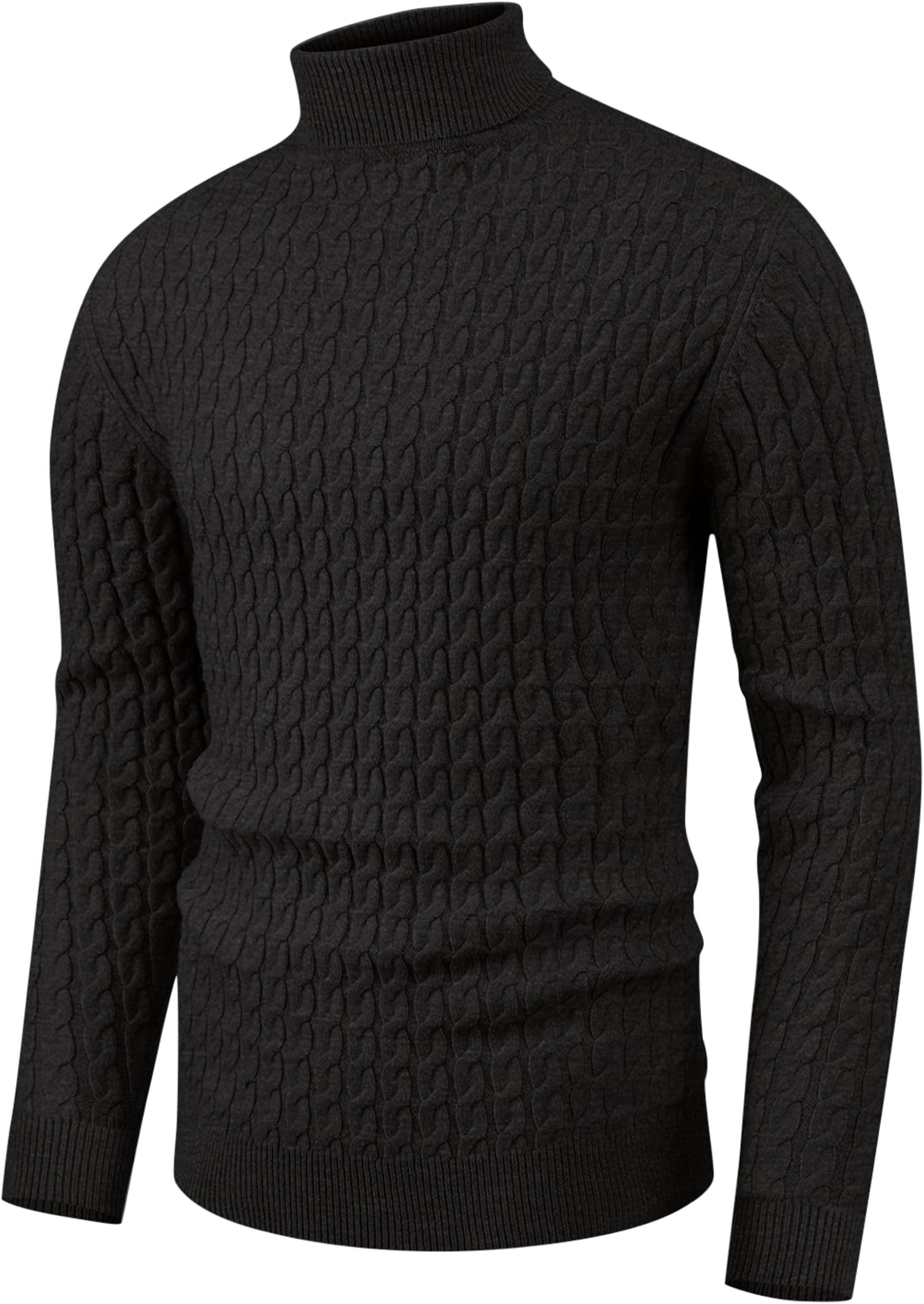 Mens Jumper Turtle Neck Tops Twisted Knitted Pullover Winter Slim Fit Long Sleeve Sweater Solid Colour Basic Warm Jumpers