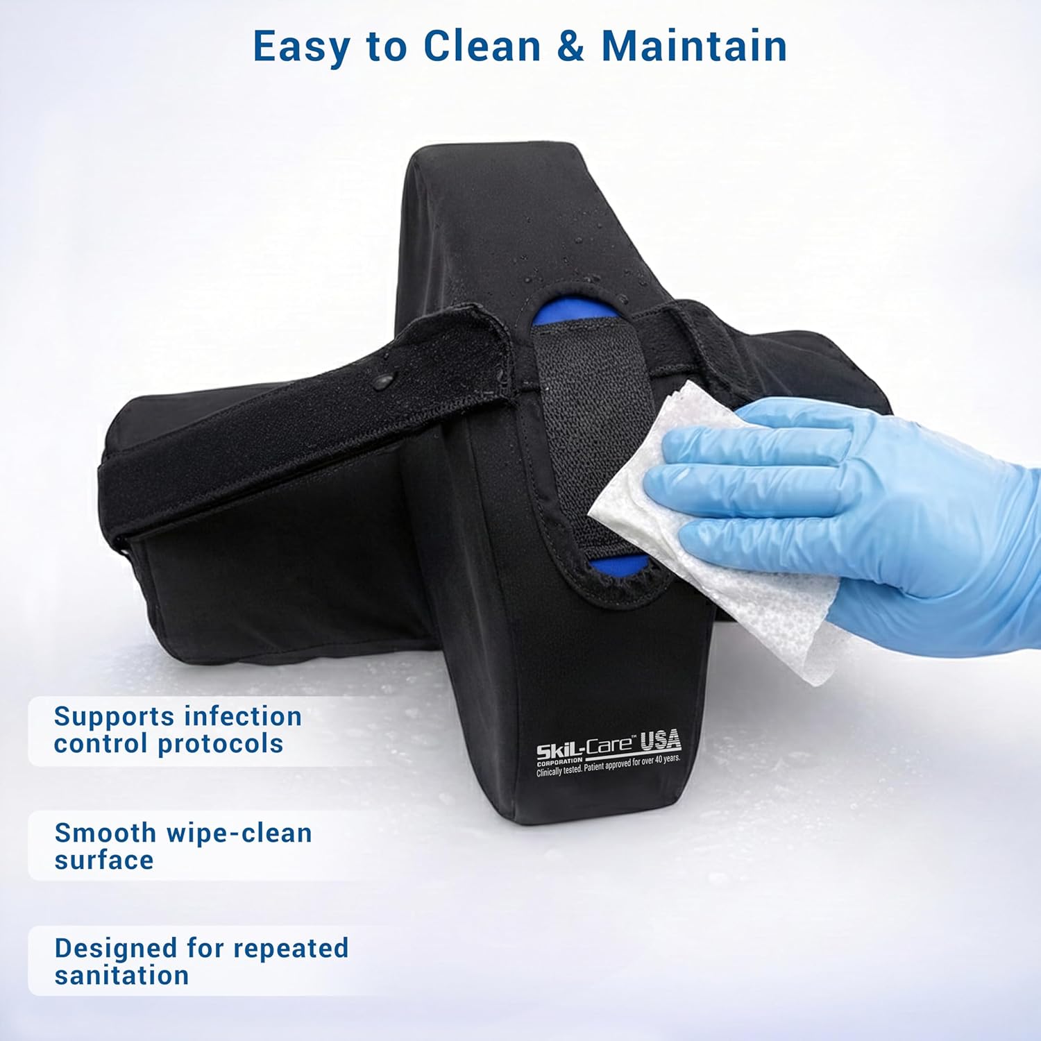 Skil-Care Abductor Pillow Cushion for Side Sleeping & Hip Alignment, 10”x14”x13”, Leg Support Cushion with Strap for Bed Positioning, Prevents Contracture & Abduction, Orthopedic Knee Pillow, 555060