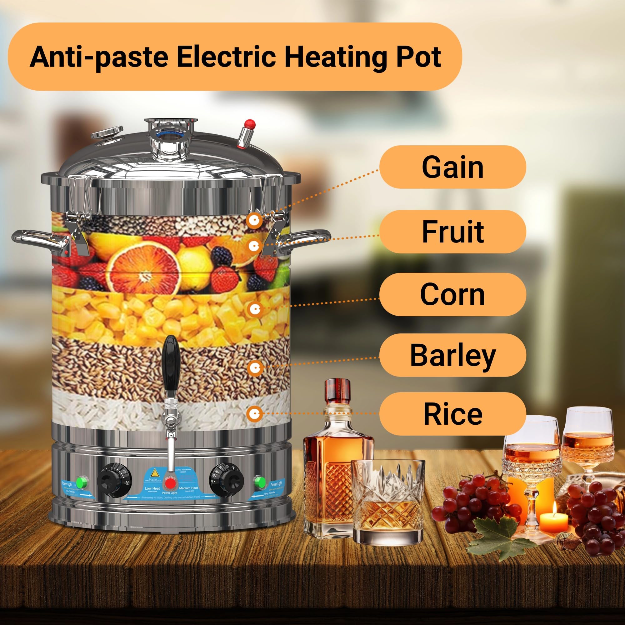 HOOLOO Alcohol Still 13.7Gal Alcohol Distiller Home Brewing Distillery Kit with 3” Stainless Steel Column for DIY Whisky Wine Brandy Gin Vodka Alcohol Making (ST65)