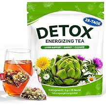 Detox Tea for Weight Loss - 28-Day Treatment with Milk Thistle & Green Tea Natural Fat Burner Against Belly Fat & Bloating Belly Vegan Allergen-Free