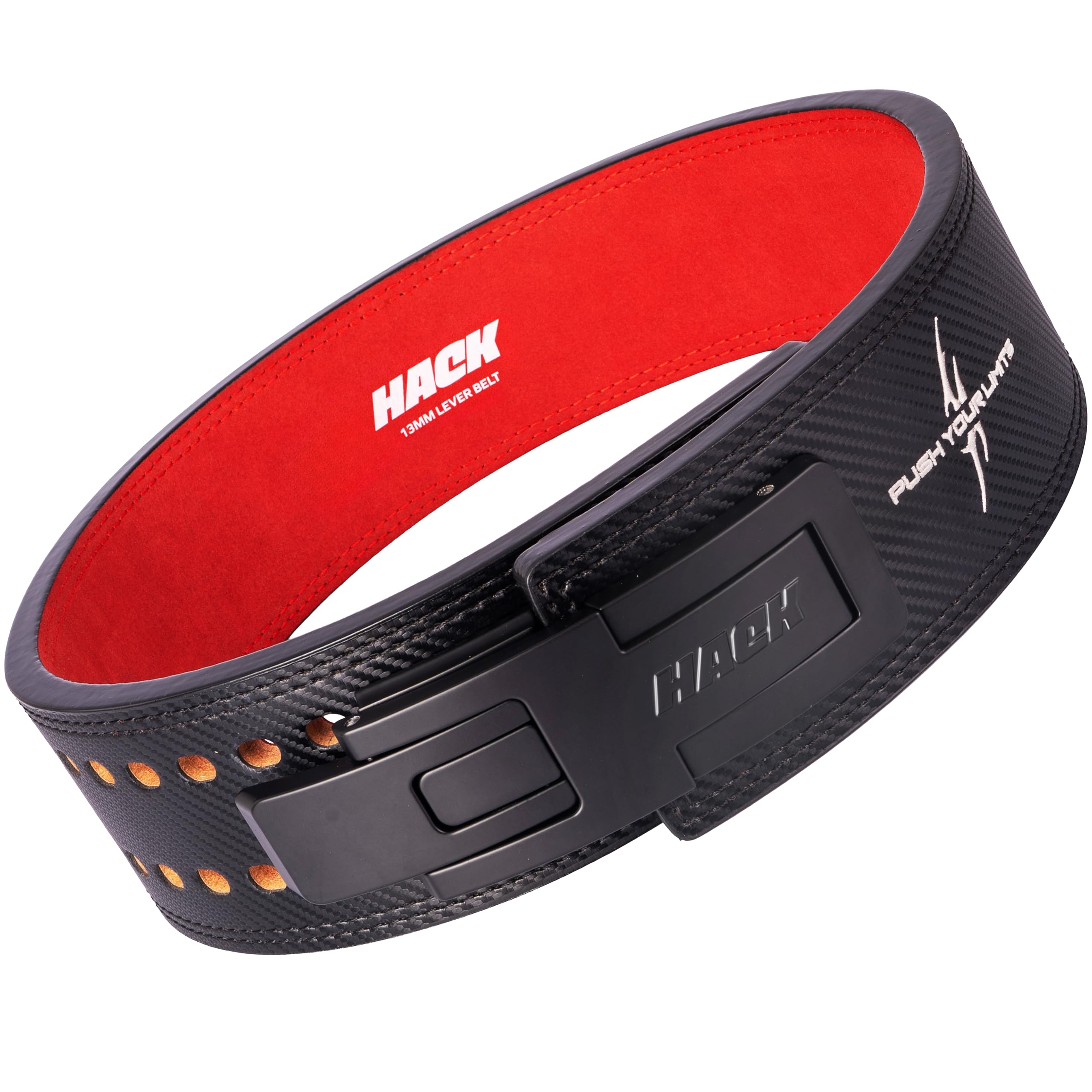 Hack Athletics Premium 13MM Weight Lifting Lever Belt -Power Lifting Belt for Men & Women for Lower Back Support, Multipurpose Gym Workouts Deadlifts Squats Powerlifting - 4 Inch Wide (Carbon Fiber, S)-image-0