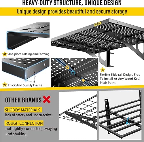 Miniatura 5 de Paquete de 2 estantes ajustables de pared de garaje de 2 x 3 pies, capacidad de carga de 560 libras, estante de almacenamiento montado en la pared,