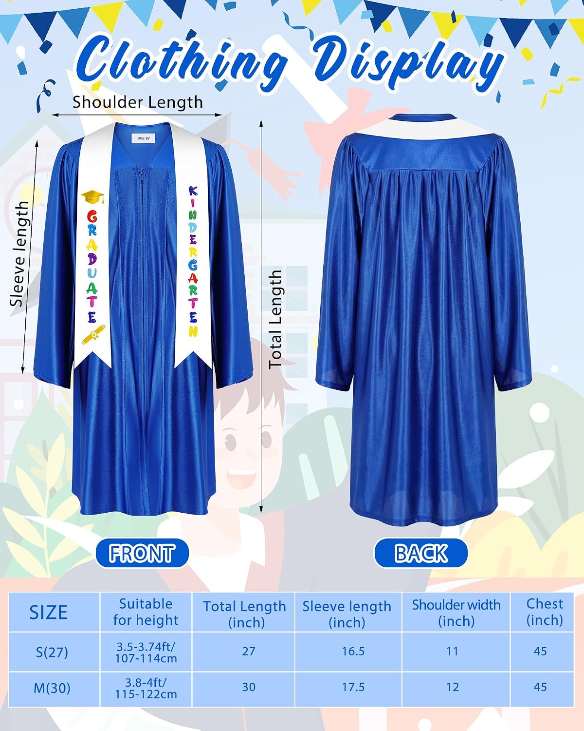 Xuhal 10 Set Kindergarten Graduation Cap and Gown Set Grad Gowns with 2026 Tassel Stole and Certificate for Kids
