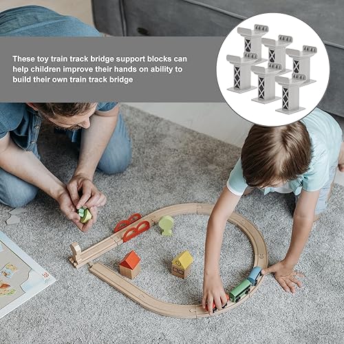 Miniatura 6 de ERINGOGO 6 piezas de muelle de tren de juguetes para niños, puente de tren, puentes elevadores y túneles, juguete colgante puente de tren, túneles