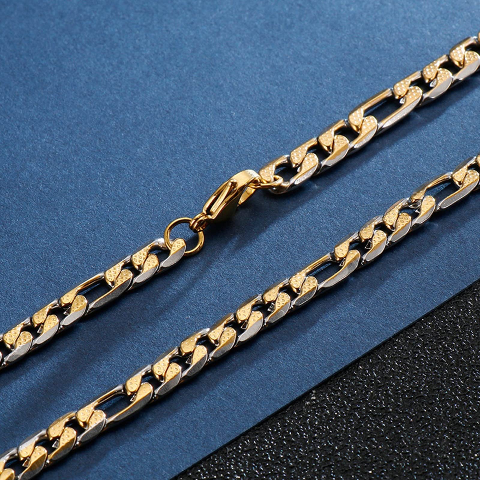 YZYSHHX Gold Figaro Ketten für Männer, Jungen - Länge 65CM x Breite 6.5-9MM Edelstahl