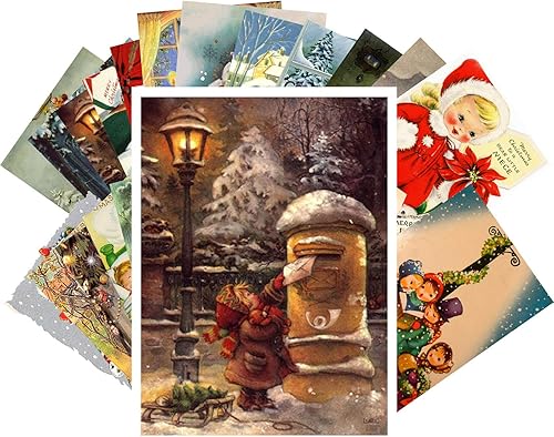 Miniatura 4 de PIXILUV Tarjetas de felicitación de Navidad vintage, 24 piezas, divertido juego de postales de reimpresión de Papá Noel