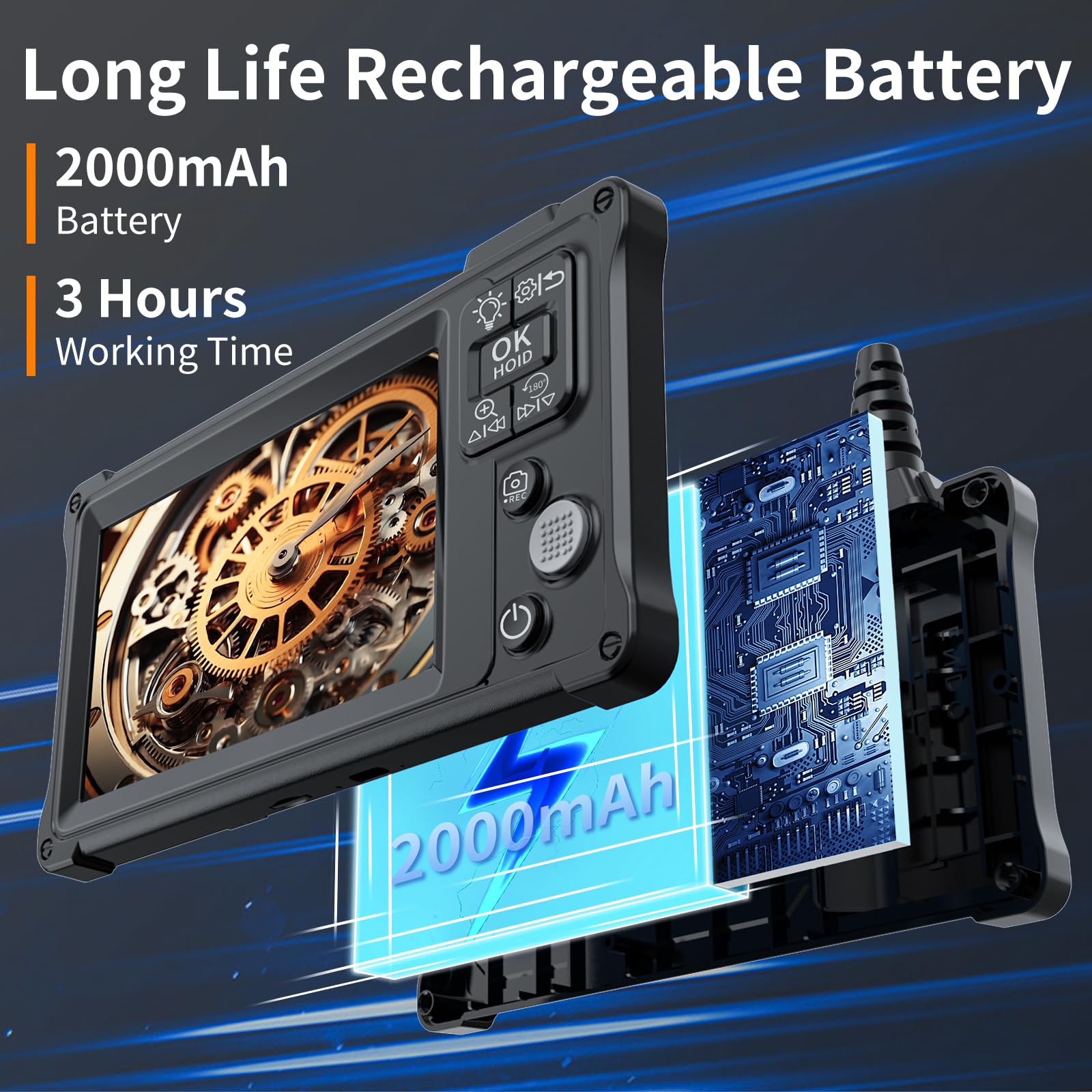 Kamera inspekcyjna endoskopowa z dwoma obiektywami, Ennovor 5.0'' IPS Boroskop z 8+1 diodami LED, wodoodporne kamery inspekcyjne IP67, kamera odpływowa 1920P HD, półsztywny kabel, gadżety dla mężczyzn
