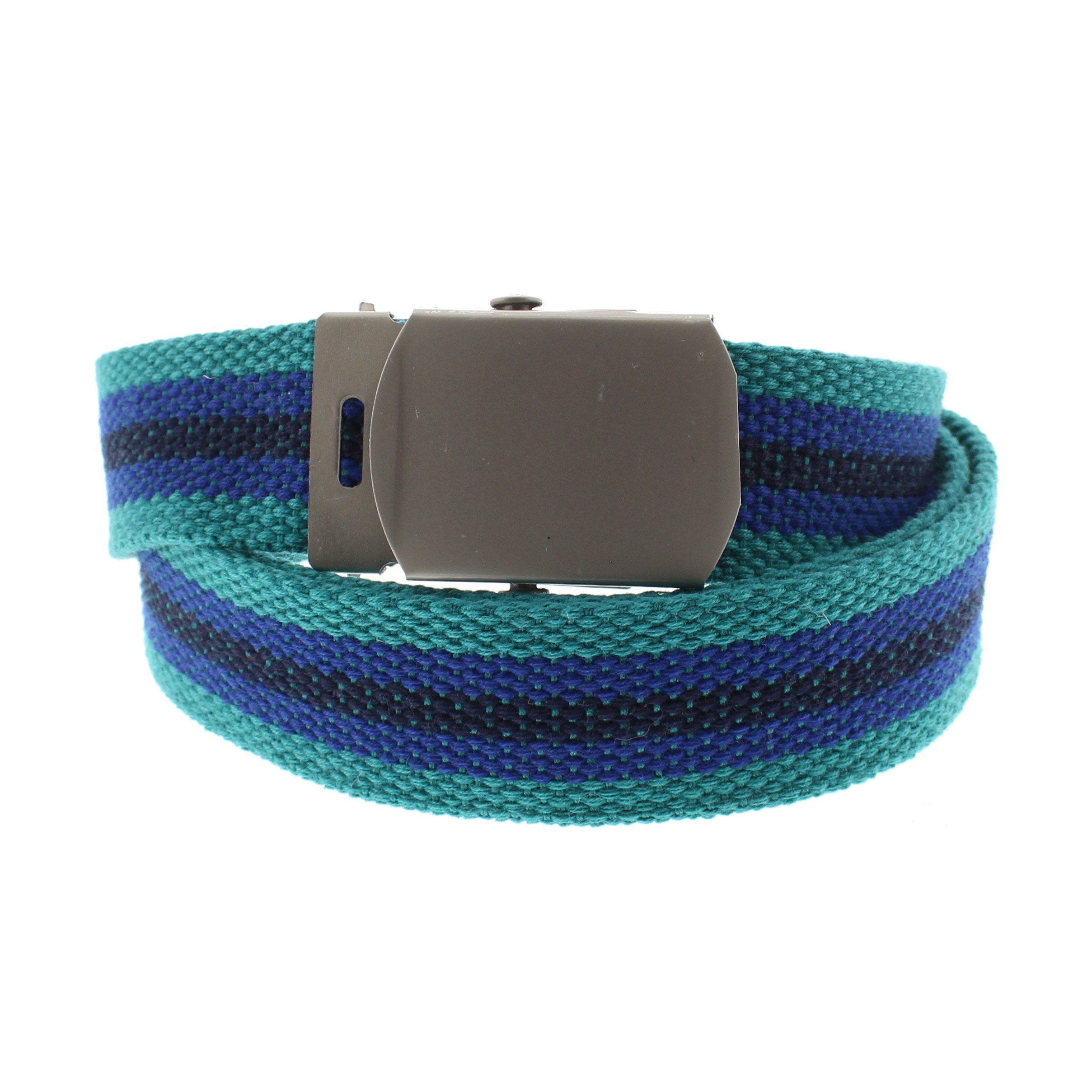 Zac's Alter Ego Adjustable Striped Canvas Webbing Belt with Shiny Slider Buckle