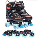XINO SPORTS 2 in 1 Combo&comma; Kids Roller Skates &vert; Inline Skates - Interchangeable LED Light Up Skates for Kids Ages 6-12&comma; Teens & Adults&comma; Inline Skates for Girls and Boys&comma; Adjustable Roller Skates Blades