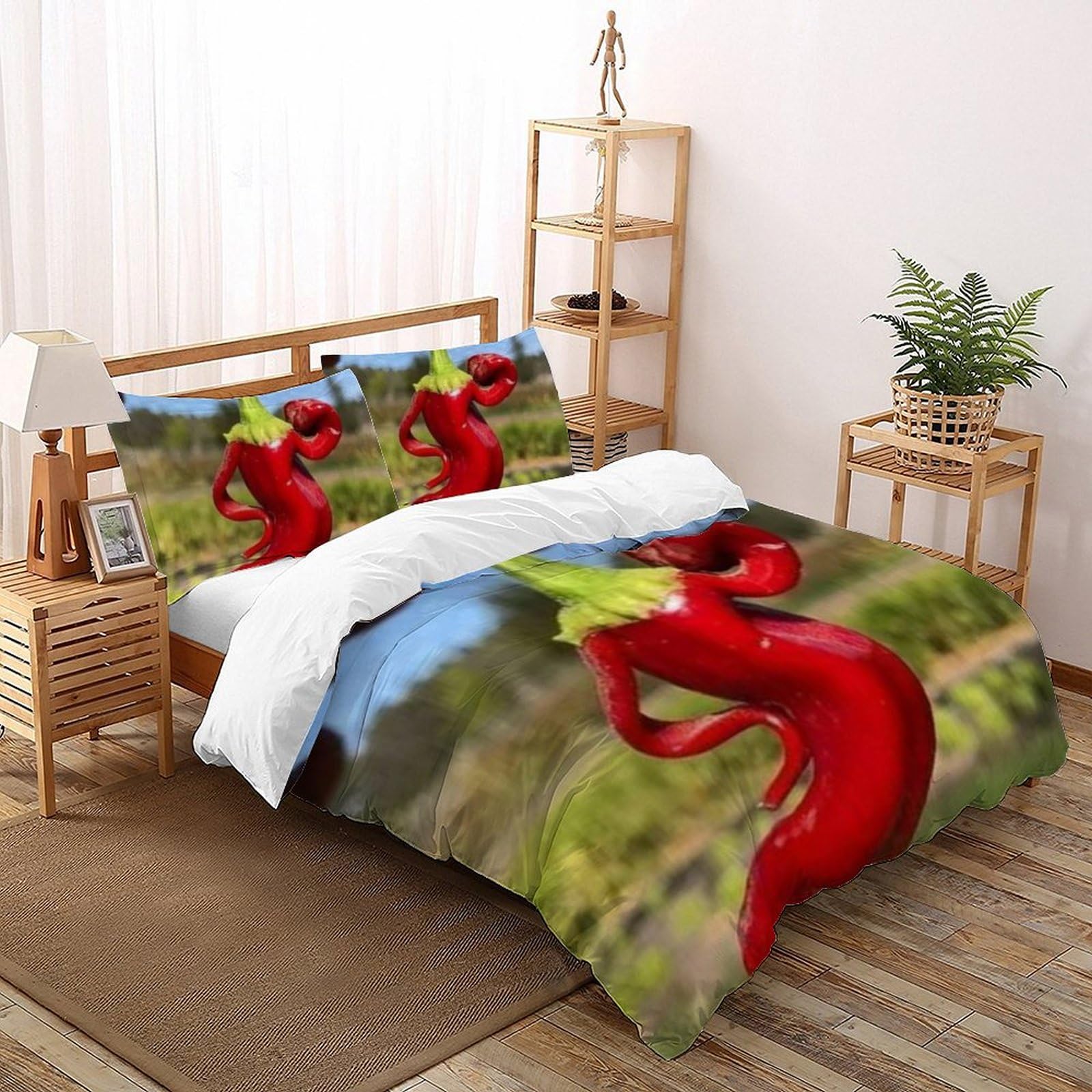 Housse de couette super king poivrons imprimé 3D microfibre 260x220cm