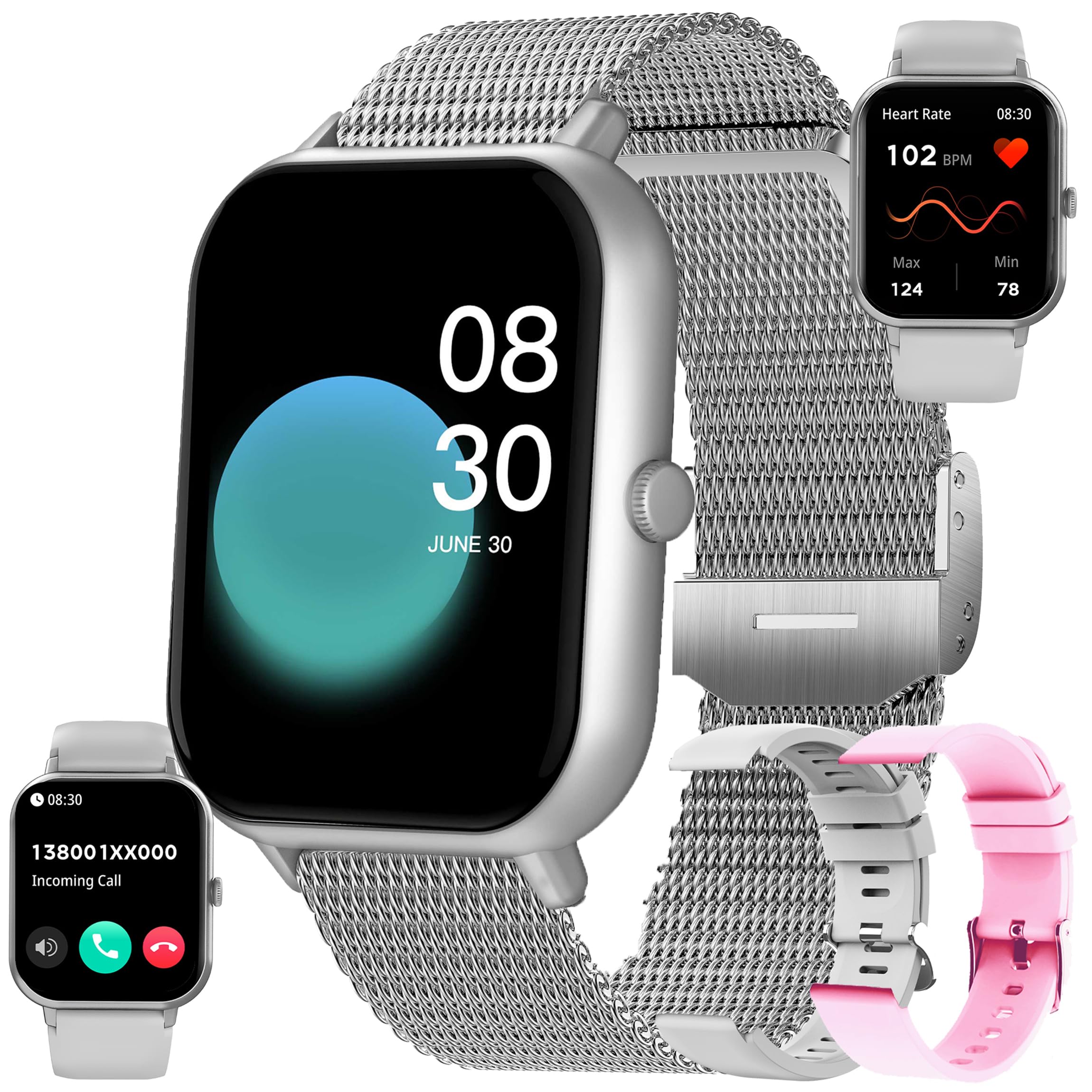 1,83'' AMOLED Smartwatch Uomo con Chiamate Bluetooth, 2026 Nuovo Orologio Fitness con 24/7 Monitor Temperatura Corporea Sonno e Cardiofrequenzimetro, SpO2, Orologio Sportivo 3ATM iOS Android (Argento)
