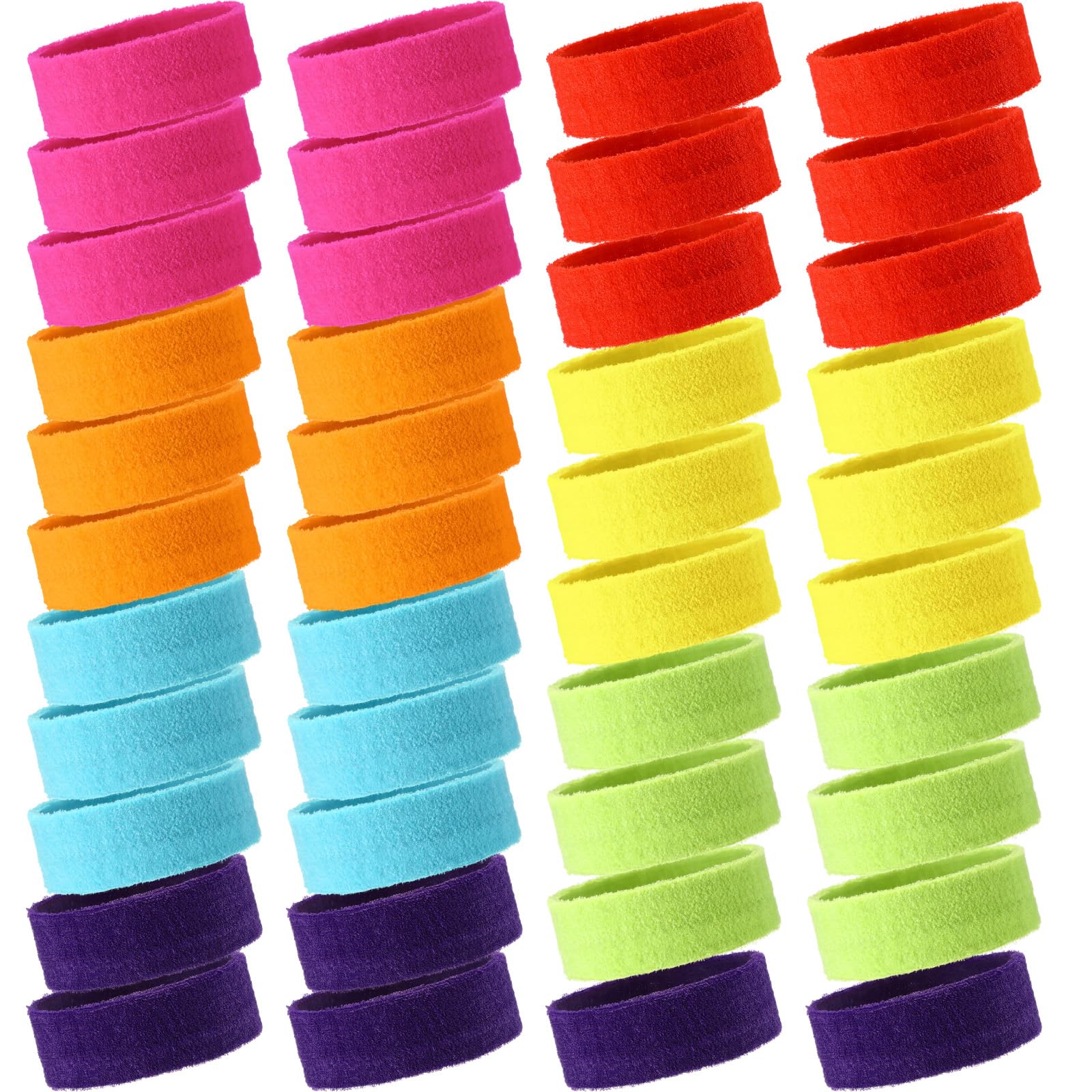WILLBOND 42 Pcs Sports Sweatbands Sweat Headband for Kids Colorful Basketball Sweatband Cotton Terry Cloth Headband for Youth Athletic Soccer Brace Yoga Outdoor Activities