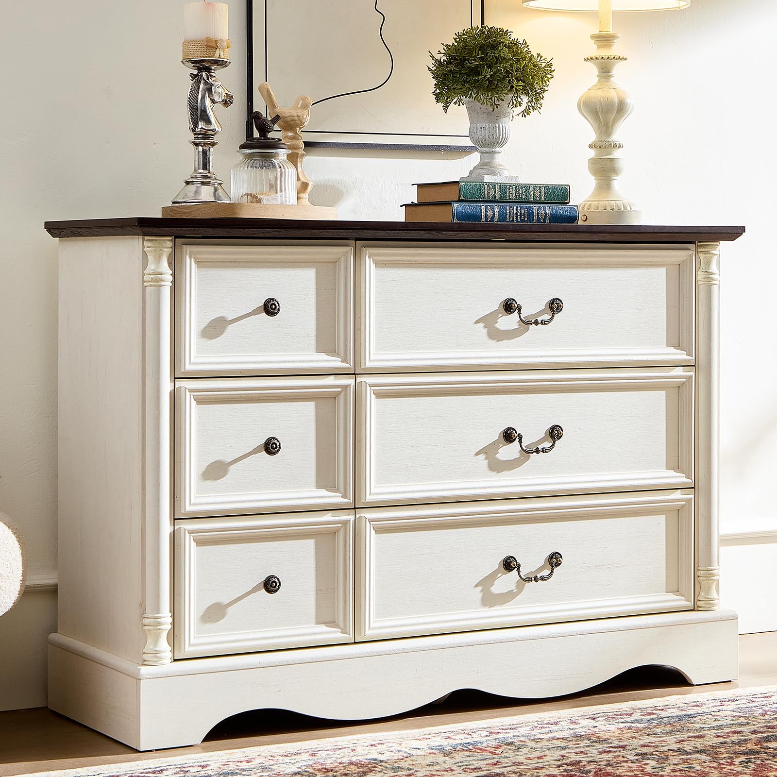Amazon.com: VINGLI Wash White Dresser for Bedroom, 6 Drawer Dresser ...