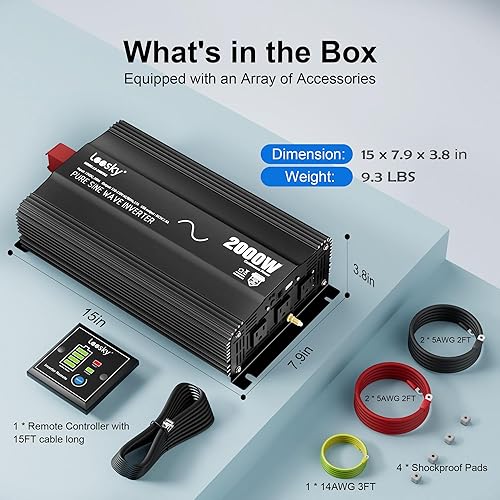 Miniatura 36 de Inversor de corriente de 3000 W, 3000 W, 12 V CC a 110 V, 120 V, inversor de CA para automóvil, energía solar al aire libre, hogar, RV, camión