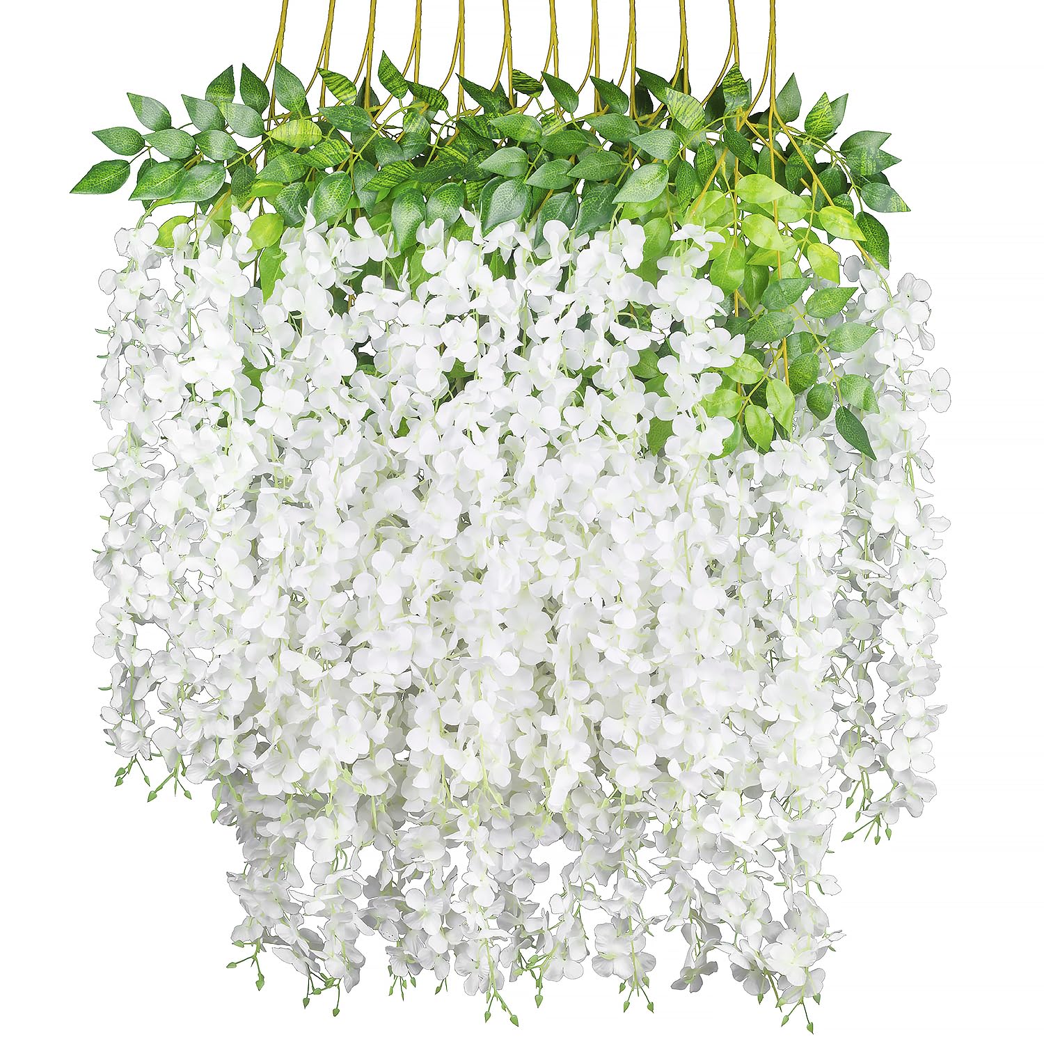 GPARK 12 Pack /45 inch /3.7ft Wisteria Artificial Flower Bushy Silk Vine Ratta Hanging Garland Hanging for Wedding Party Garden Outdoor Greenery Office Wall Decoration White (B0CNQWQNSG) Amazon Price History, Amazon Price Tracker