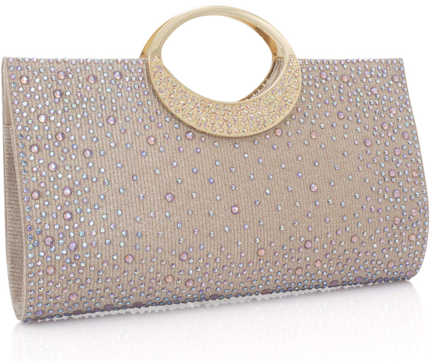 Dexmay Rhinestone Clutch Handbag with Crystal Handle for Wedding Party Elegant Clutch Purse for Women